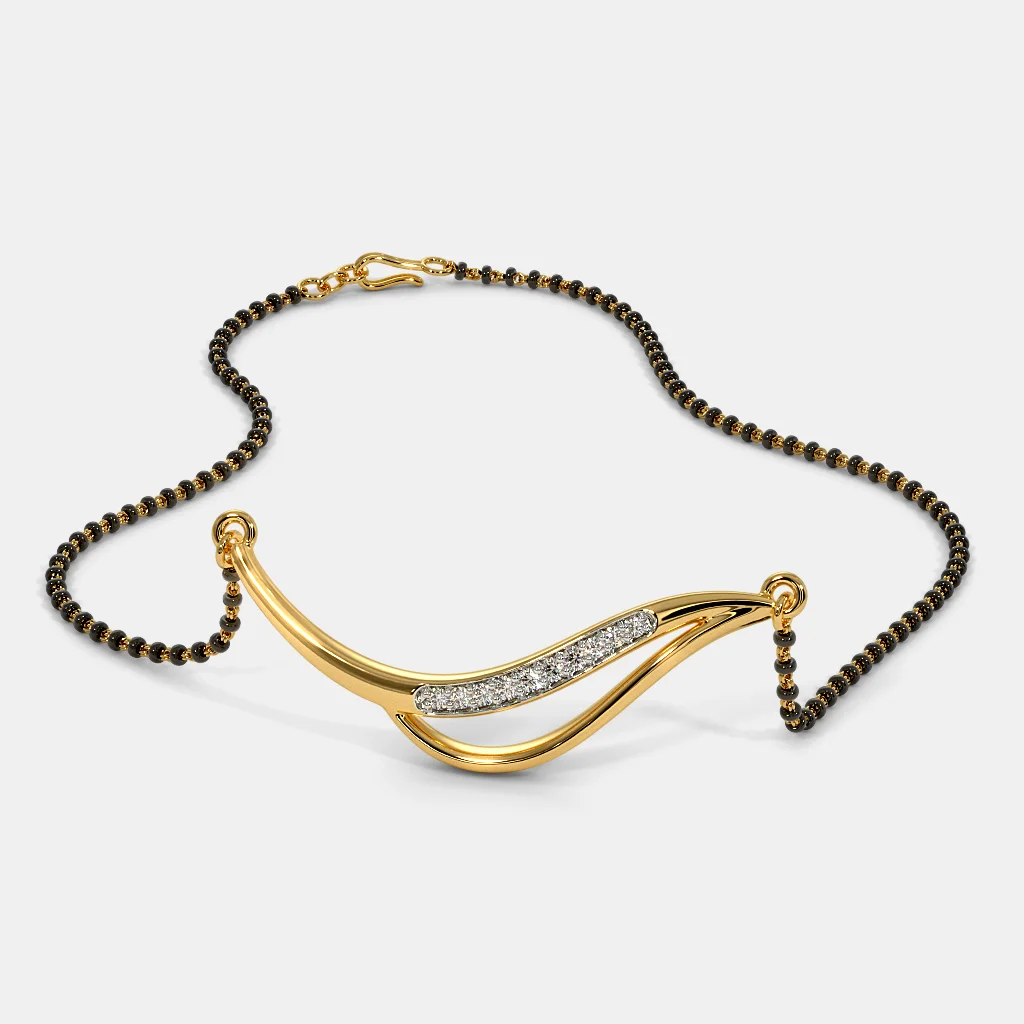 Wave Pendant Gold Mangalsutra BIDG - Image 2